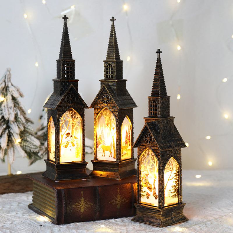 Christmas Decoration LED Electronics Wind Lantern Small Church Ornament