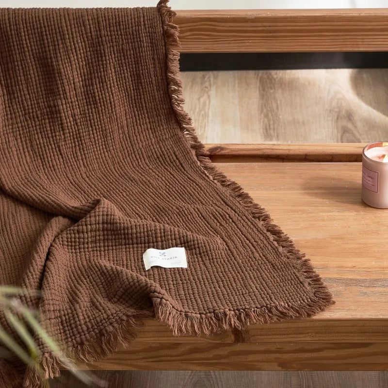 Soft, Anti-Pilling, Yarn-Dyed Knit Blanket for Sofa, Bed & More