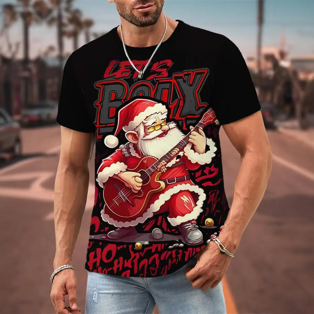 Christmas T-Shirts For Men 3d  Santa Claus Printed