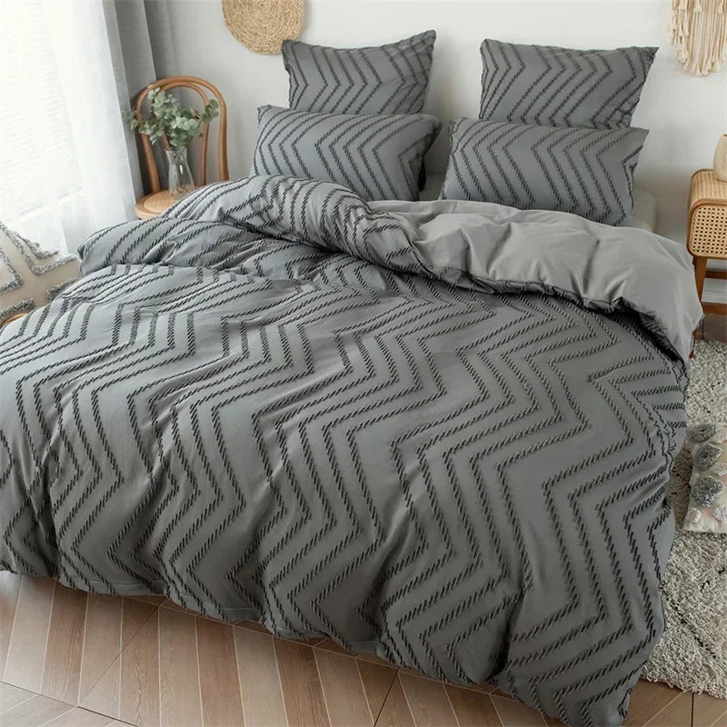 High-quality Ripple Cut Flowers Queen Duvet Cover Set