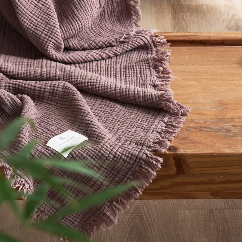 Soft, Anti-Pilling, Yarn-Dyed Knit Blanket for Sofa, Bed & More