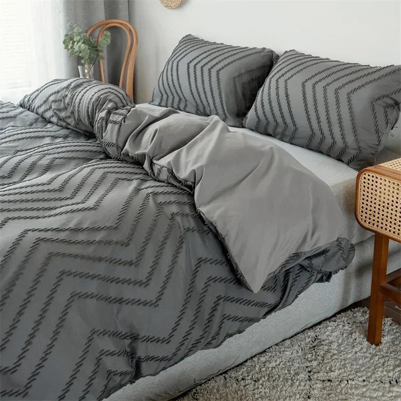 High-quality Ripple Cut Flowers Queen Duvet Cover Set