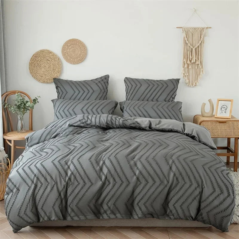 High-quality Ripple Cut Flowers Queen Duvet Cover Set