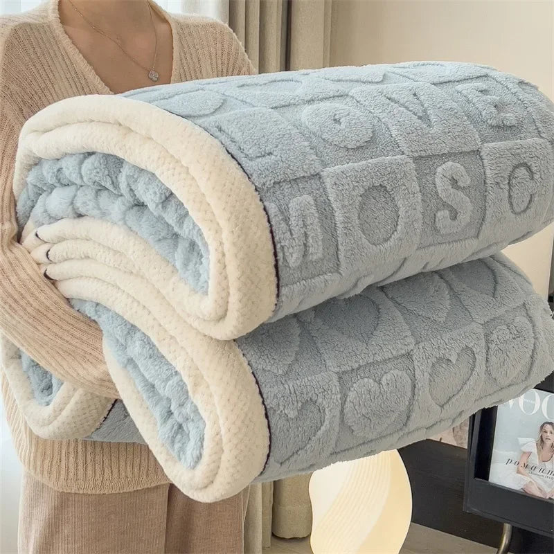 Warm Coral Velvet Throw Blanket