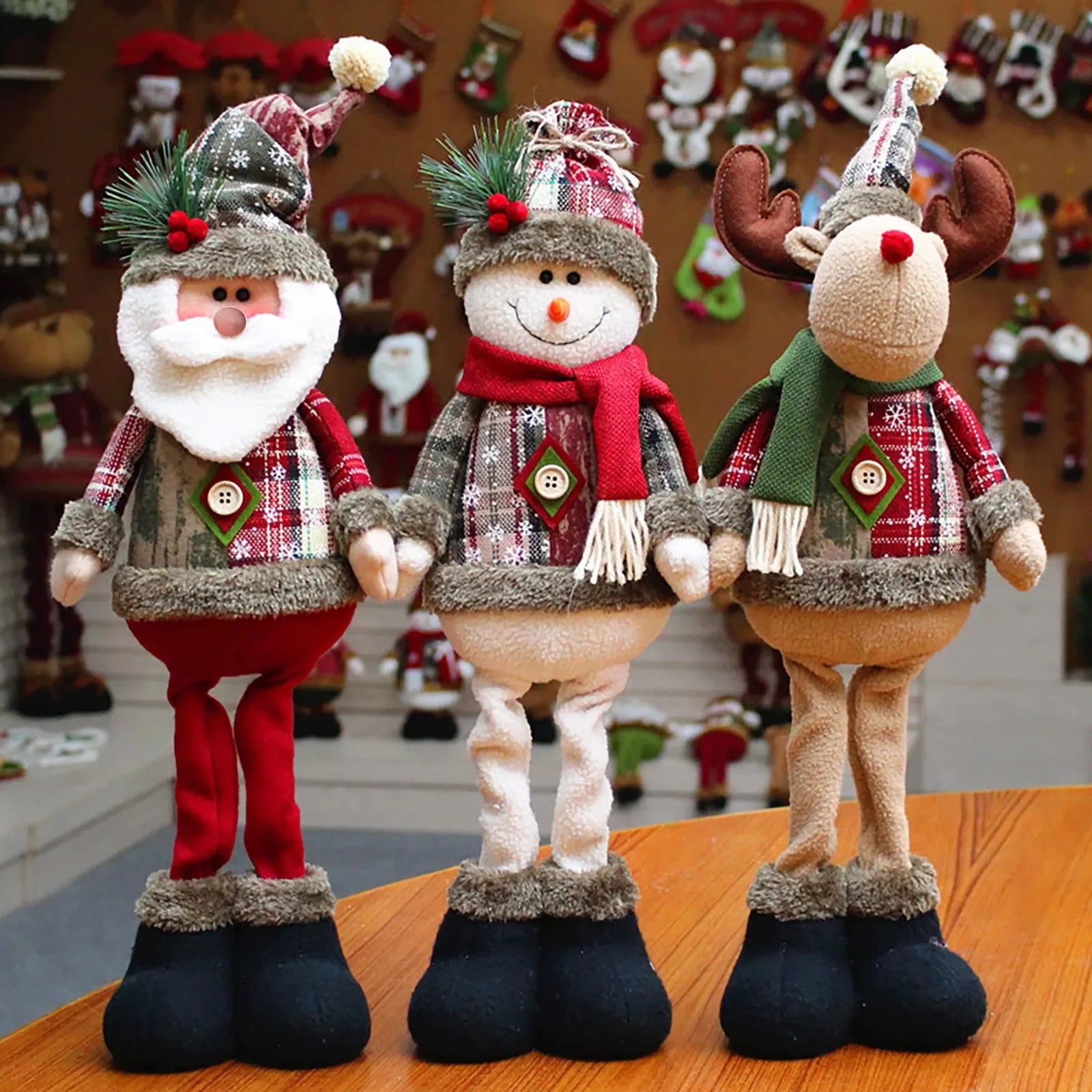 Christmas Santa Snowman-Reindeer Christmas Decoration table Mantel Decoration Plush Dolls