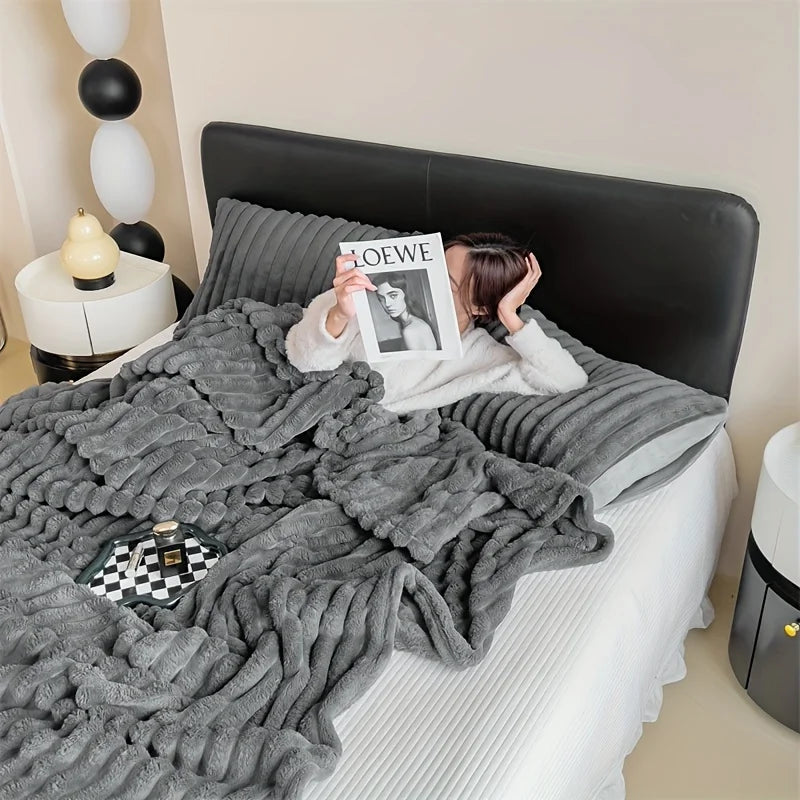 Soft Solid Color Rabbit Velvet Blanket