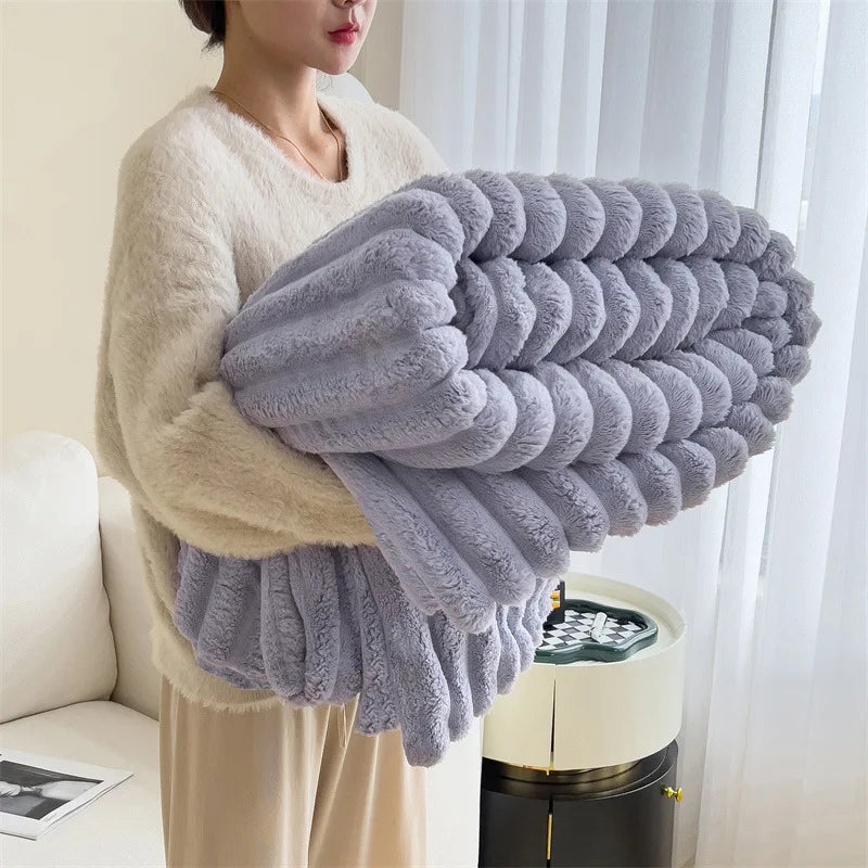 Soft Solid Color Rabbit Velvet Blanket