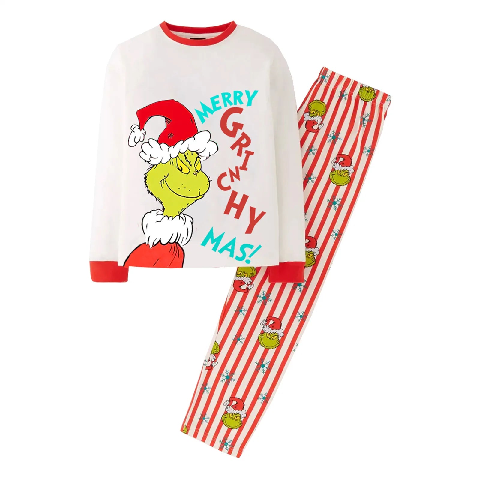 ﻿ Family Christmas Cartoon Print Pajamas Set, Cozy Holiday Pjs For Photo Shoots & Christmas Morning, Festive Family Sleepwear