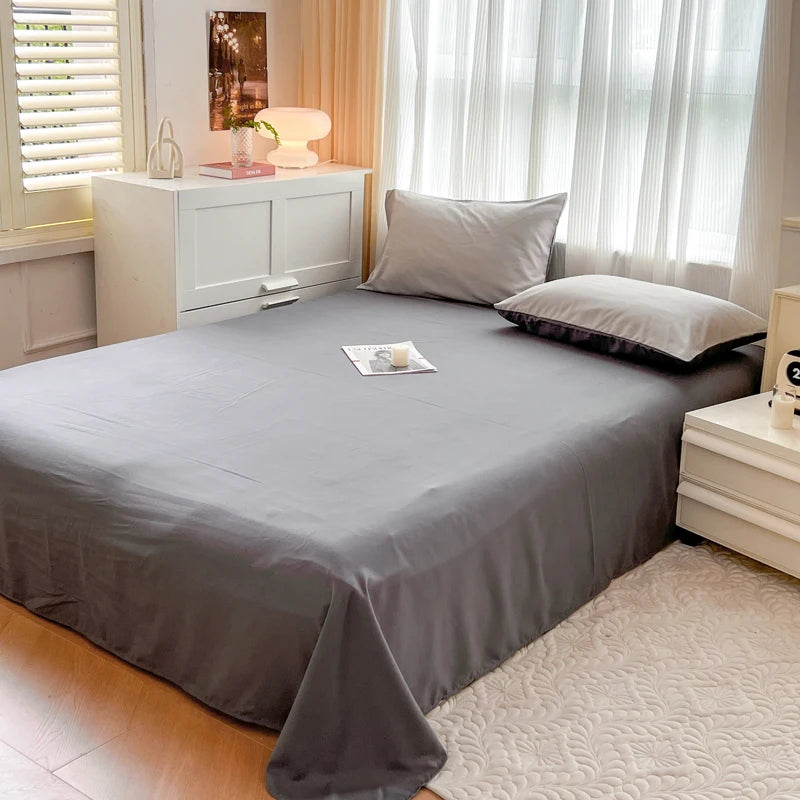 2-side Solid Color Brush Fabric Bed Set- 4 Pieces