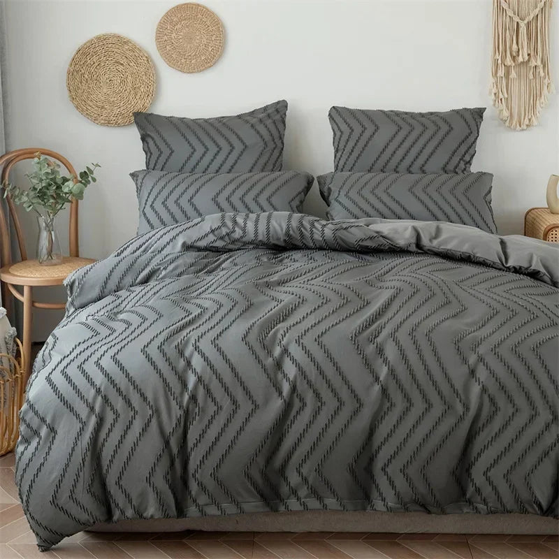 High-quality Ripple Cut Flowers Queen Duvet Cover Set