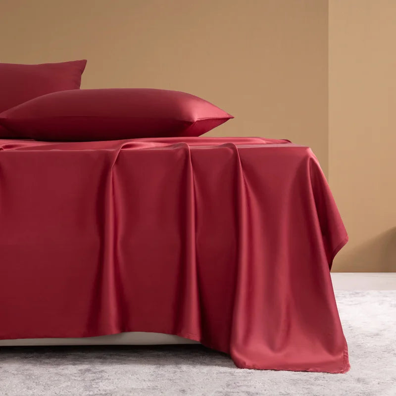 High End 100% Bamboo Bed Sheet Set Luxury Smooth Fitted Bed Sheet Flat Top Sheets Pillowcase Silky Cooling Bedding Set 4/6Pcs