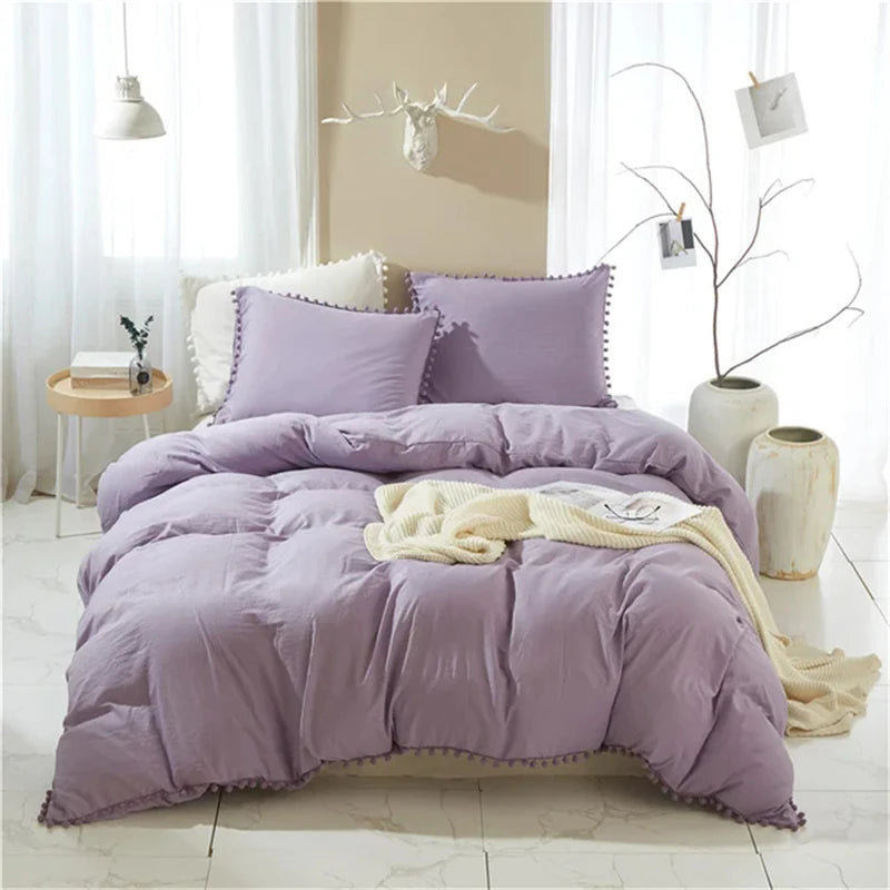 Furball Tassel Duvet Cover Set – King/Queen, Faux Fur, No Sheet