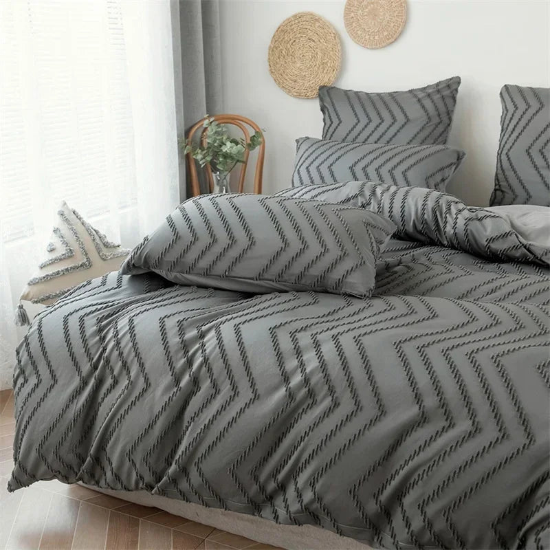 High-quality Ripple Cut Flowers Queen Duvet Cover Set