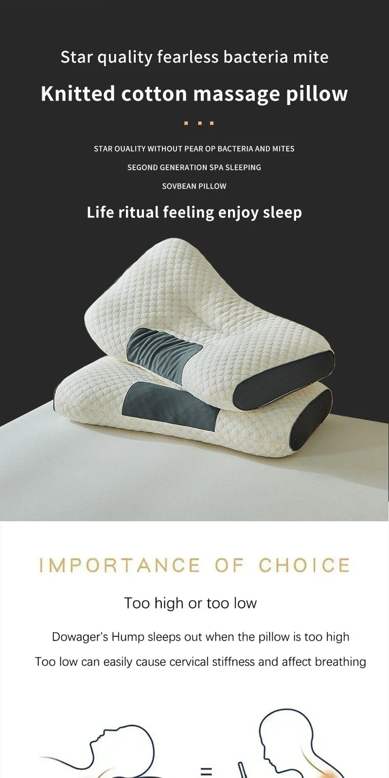 Supportive Pillow – Soft Orthopedic Design with Soybean Fiber Filling