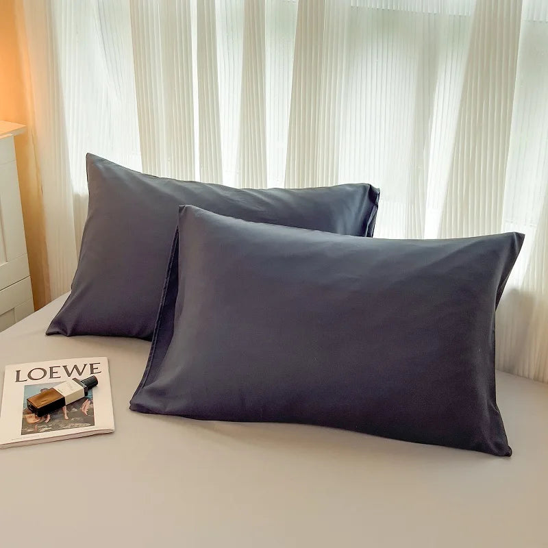 2-side Solid Color Brush Fabric Bed Set- 4 Pieces