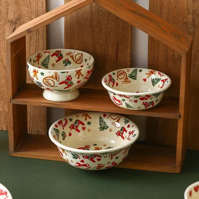 Christmas Ceramic Tableware Retro Bowls