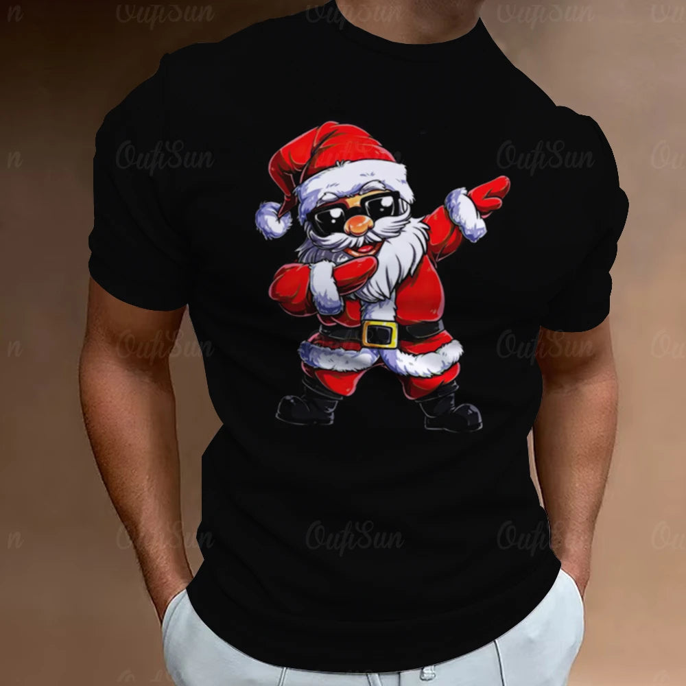 Christmas T-Shirts For Men 3d Santa Claus Printed Short Sleeved T Shirts