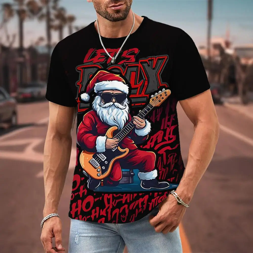 Christmas T-Shirts For Men 3d  Santa Claus Printed
