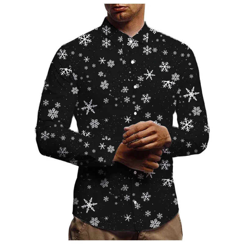 Christmas Theme 3D Printed Men's Button Shirts Fashion