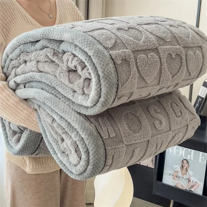 Warm Coral Velvet Throw Blanket