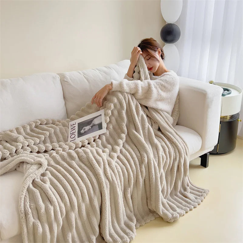Soft Solid Color Rabbit Velvet Blanket