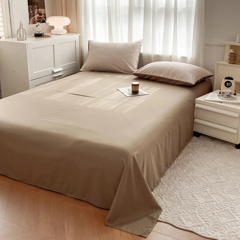 2-side Solid Color Brush Fabric Bed Set- 4 Pieces
