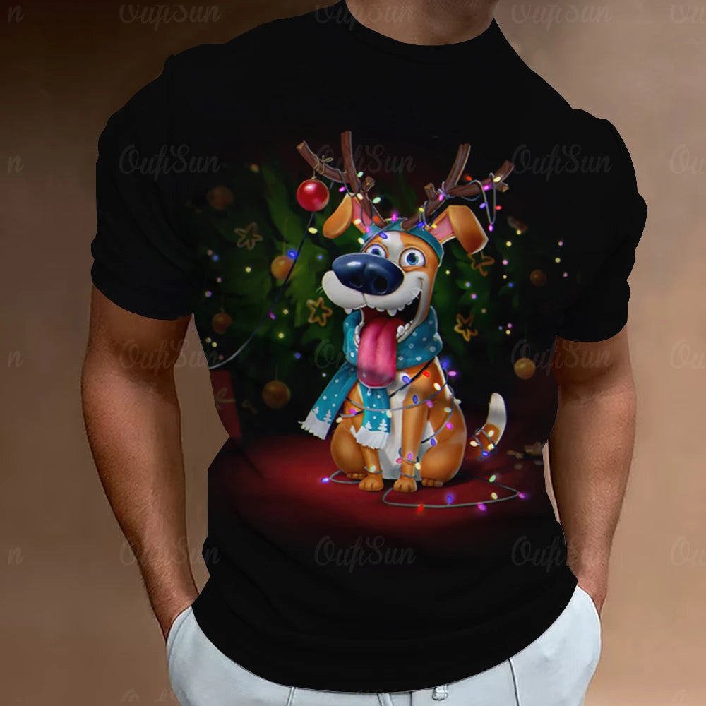 Christmas T-Shirts For Men 3d Santa Claus Printed Short Sleeved T Shirts