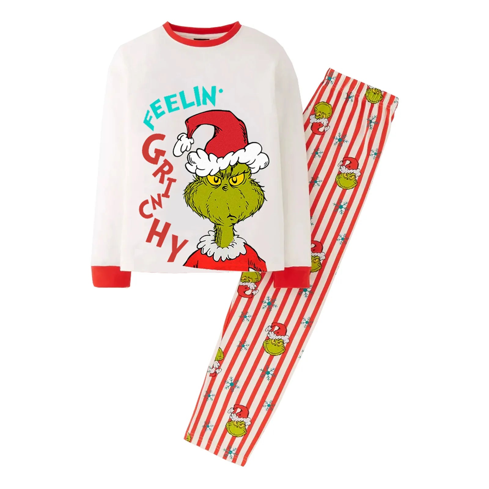 ﻿ Family Christmas Cartoon Print Pajamas Set, Cozy Holiday Pjs For Photo Shoots & Christmas Morning, Festive Family Sleepwear