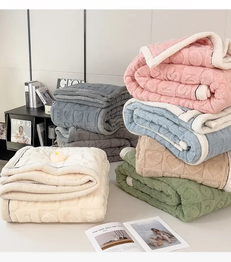 Warm Coral Velvet Throw Blanket