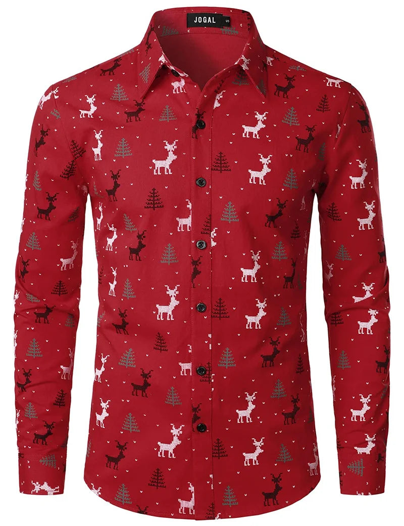 Christmas Theme 3D Printed Men's Button Shirts Fashion