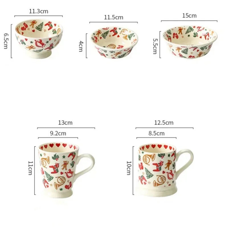 Christmas Ceramic Tableware Retro Bowls