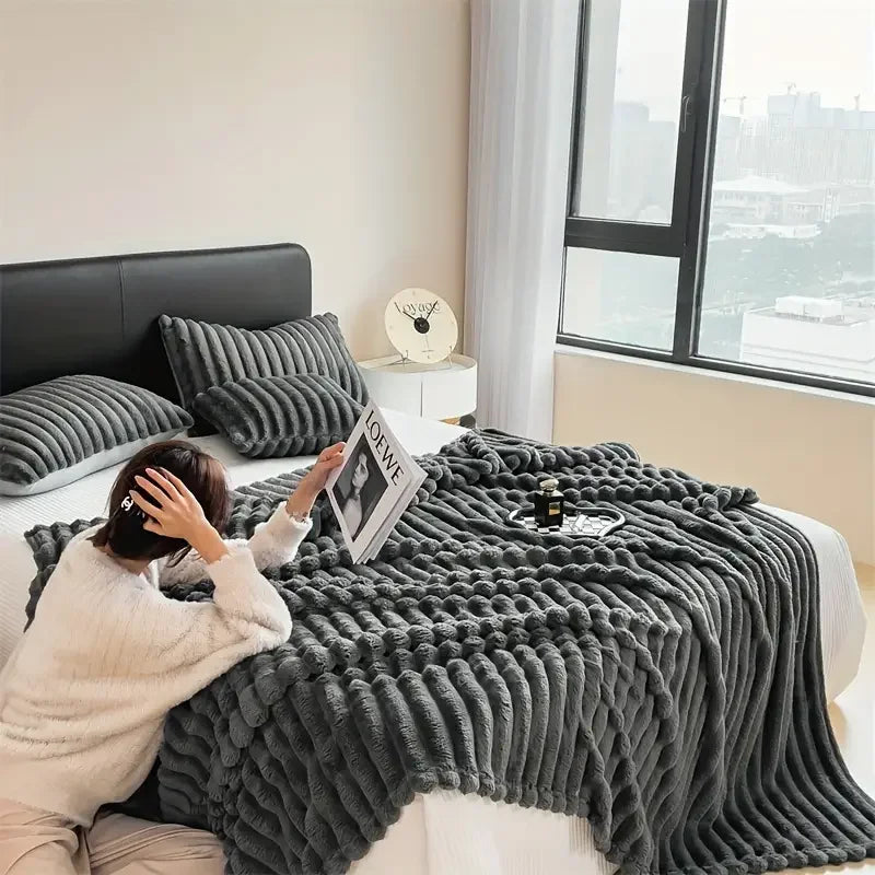 Soft Solid Color Rabbit Velvet Blanket