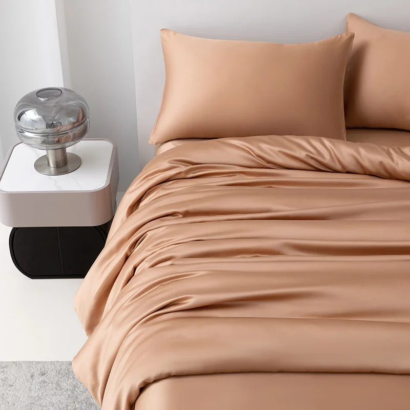 High End 100% Bamboo Bed Sheet Set Luxury Smooth Fitted Bed Sheet Flat Top Sheets Pillowcase Silky Cooling Bedding Set 4/6Pcs