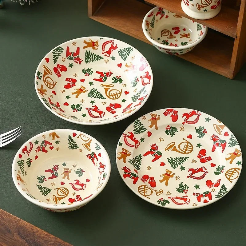 Christmas Ceramic Tableware Retro Bowls