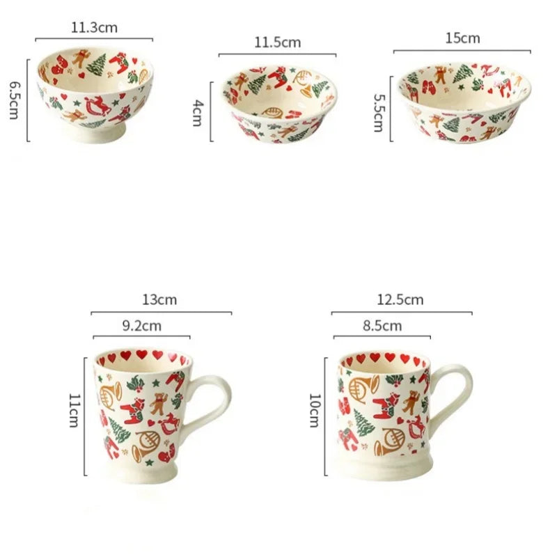 Christmas Ceramic Tableware Retro Bowls