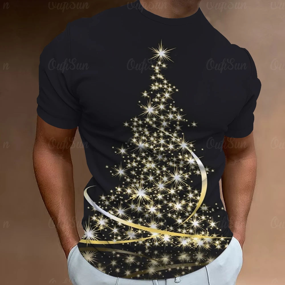 Christmas T-Shirts For Men 3d Santa Claus Printed Short Sleeved T Shirts