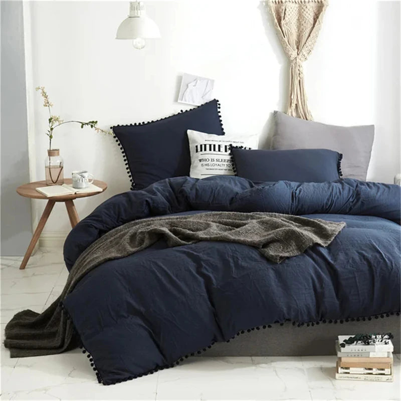 Furball Tassel Duvet Cover Set – King/Queen, Faux Fur, No Sheet