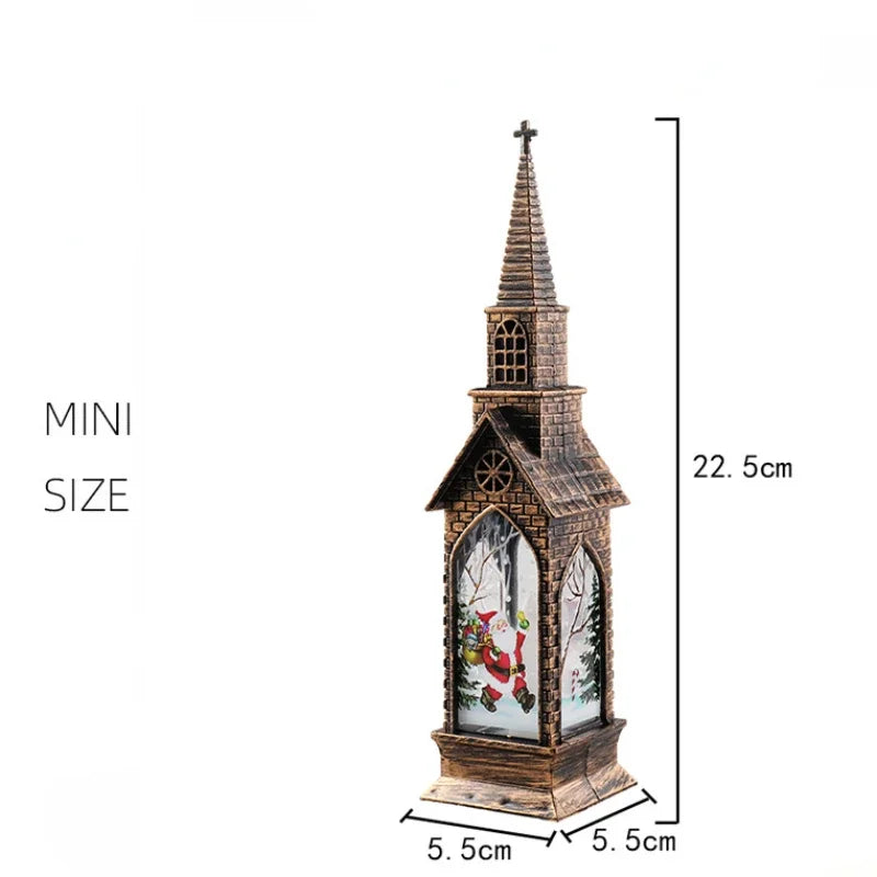 Christmas Decoration LED Electronics Wind Lantern Small Church Ornament