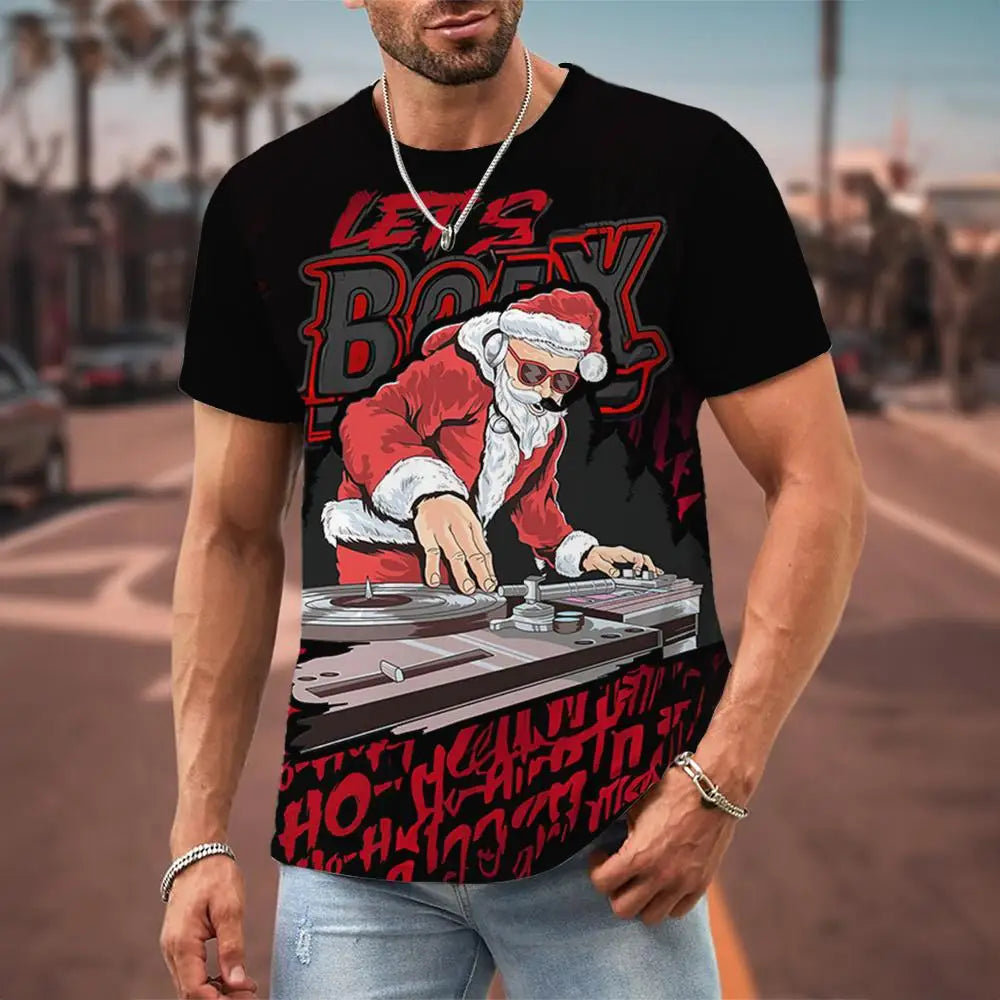 Christmas T-Shirts For Men 3d  Santa Claus Printed