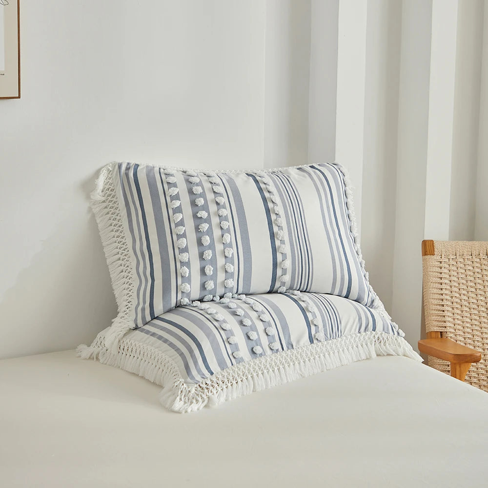 3-Pc Tassel Duvet Cover Set – Soft Polyester, All-Season