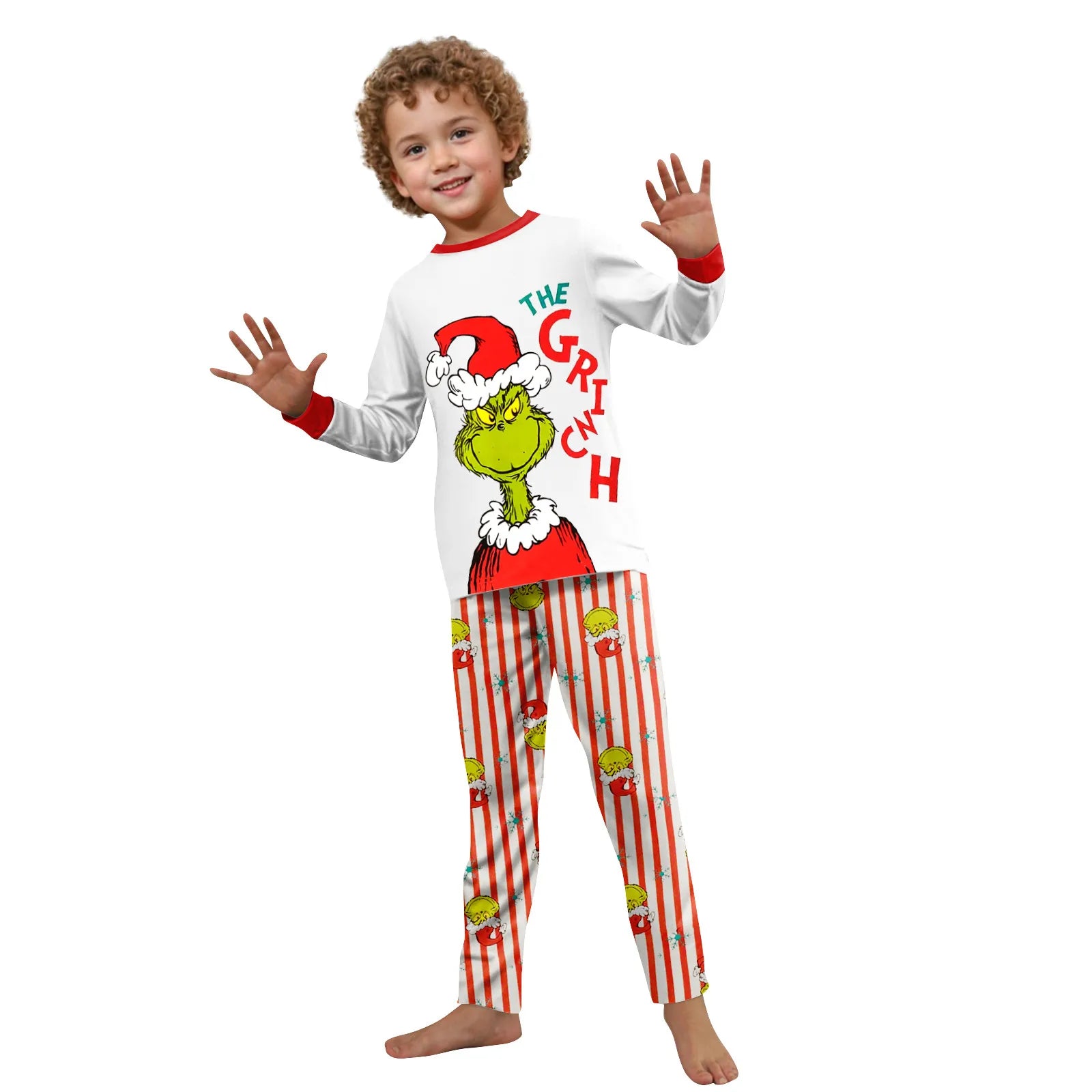 ﻿ Family Christmas Cartoon Print Pajamas Set, Cozy Holiday Pjs For Photo Shoots & Christmas Morning, Festive Family Sleepwear