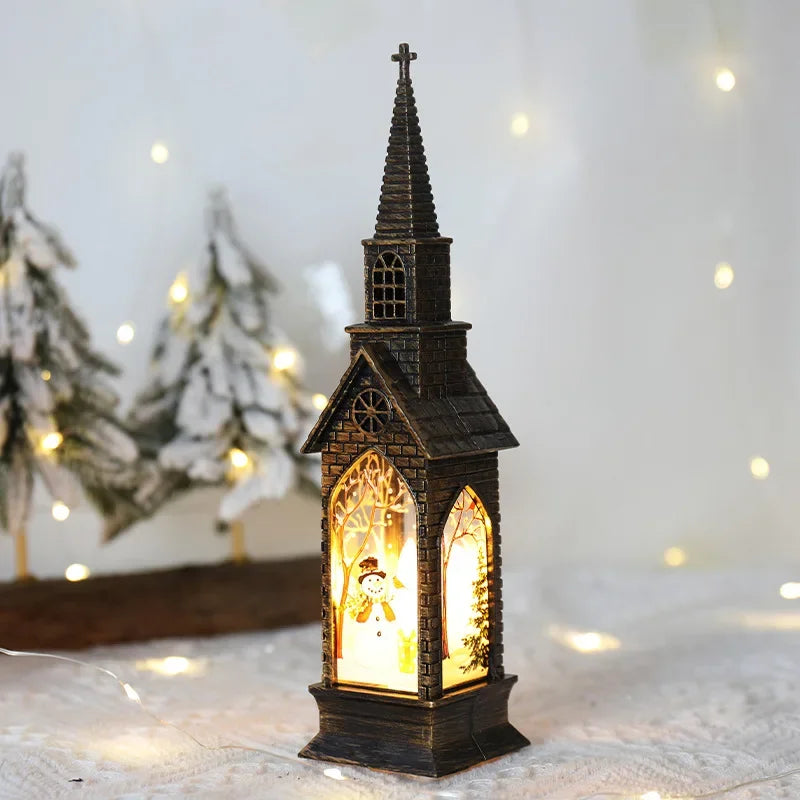 Christmas Decoration LED Electronics Wind Lantern Small Church Ornament