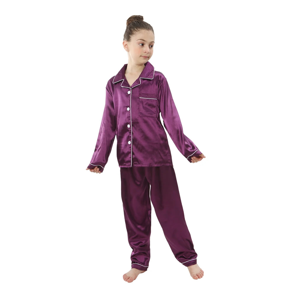 Unisex Christmas  Red Green Gold satin Pajamas 2-13 Years kids