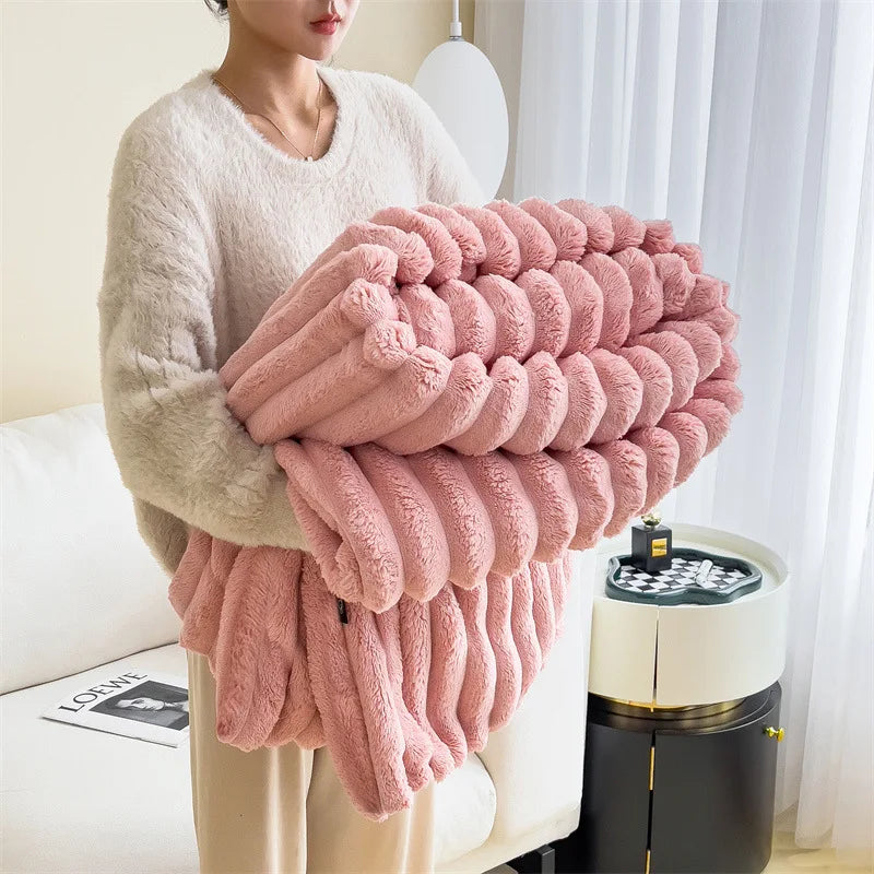 Soft Solid Color Rabbit Velvet Blanket