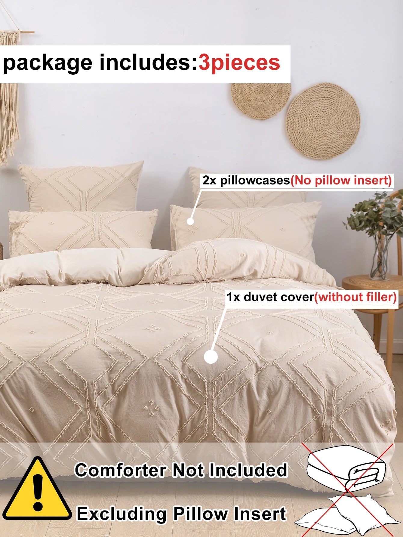 Tufted Duvet Cover – 3-Piece Bedding Set