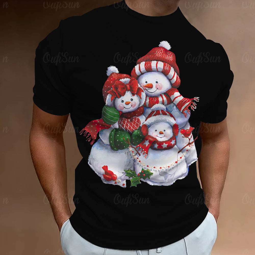 Christmas T-Shirts For Men 3d Santa Claus Printed Short Sleeved T Shirts