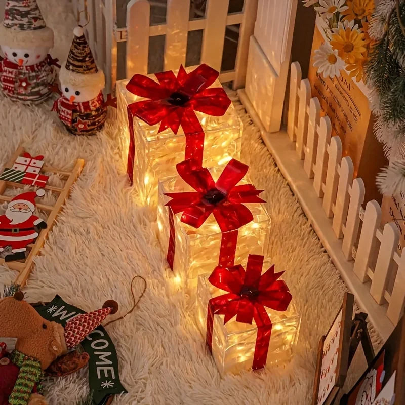 Three Sets Of Christmas Luminous And Exquisite Decorative Lights, Detachable Gift Box And Lighting Fixture