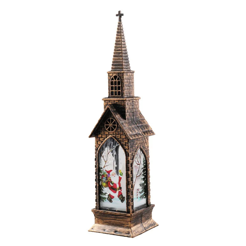 Christmas Decoration LED Electronics Wind Lantern Small Church Ornament