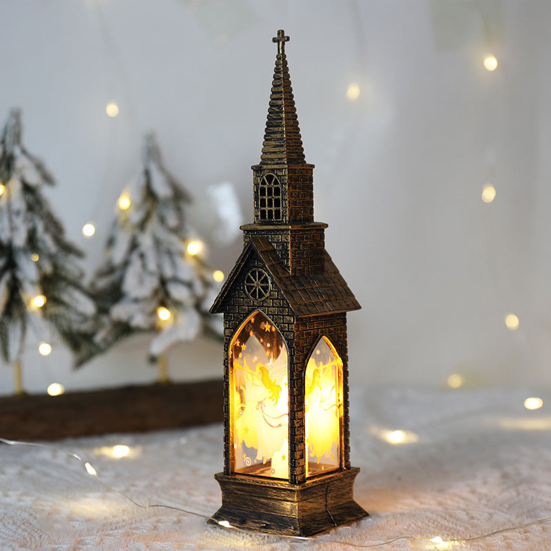 Christmas Decoration LED Electronics Wind Lantern Small Church Ornament