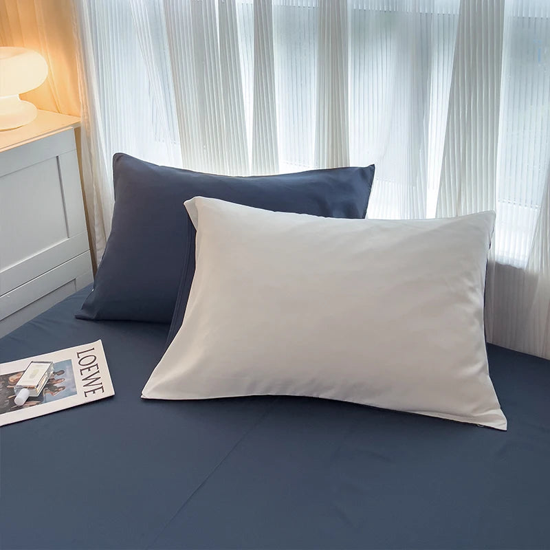 2-side Solid Color Brush Fabric Bed Set- 4 Pieces